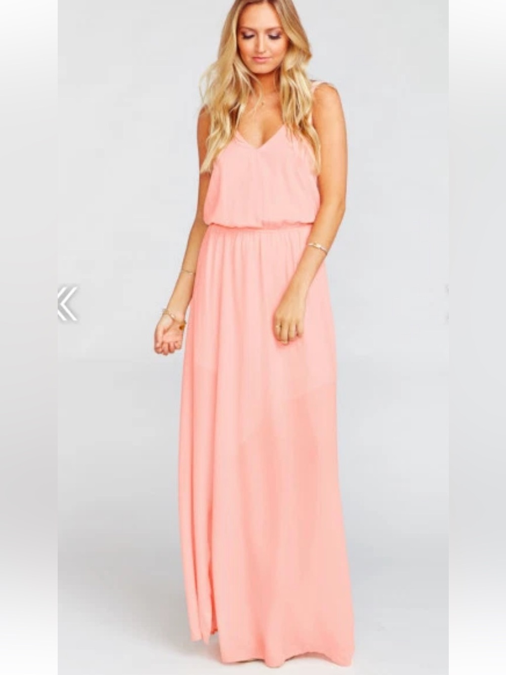 Show Me Your Mumu Ladies NWT Kendall Soft V-Back Maxi Gown Dress Soft Pink.
